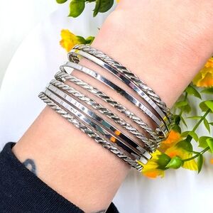 Gorgeous Silver Plated Vintage Open Bangle Bracelet